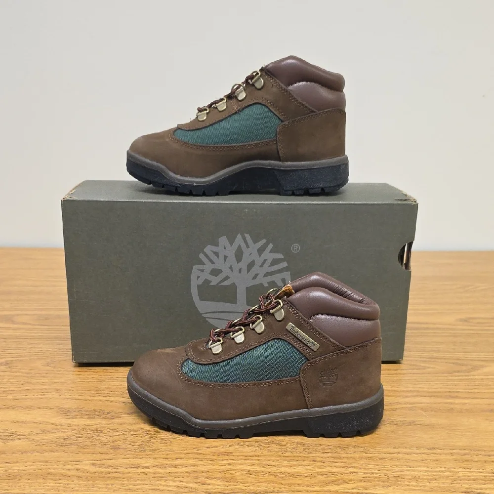 Timberland Beef & Broccoli Boots Brown/Olive Green Kids Size 2 Youth TB016737